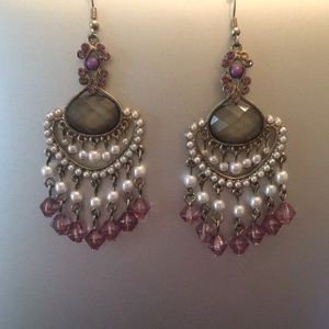 Banana Republic Purple Grey & Pearl Earrings